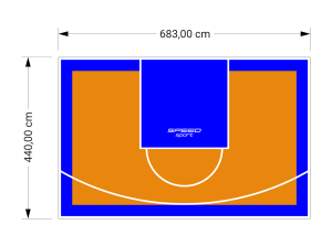 30M2/440X683CM POMARAŃCZOWO-NIEBIESKIE BOISKO DO KOSZYKÓWKI SPEEDSPORT HEXA POWER PRO