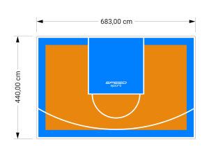 30M2/440X683CM POMARAŃCZOWO-BŁĘKITNE BOISKO DO KOSZYKÓWKI SPEEDSPORT HEXA POWER PRO