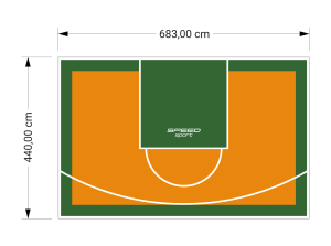 30M2/440X683CM POMARAŃCZOWO-ZIELONE BOISKO DO KOSZYKÓWKI SPEEDSPORT HEXA POWER PRO