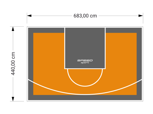 30M2/440X683CM POMARAŃCZOWO-GRAFITOWE BOISKO DO KOSZYKÓWKI SPEEDSPORT HEXA POWER PRO