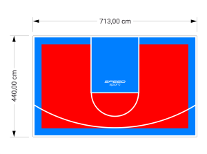 31M2/440X713CM CZERWONO-BŁĘKITNE BOISKO DO KOSZYKÓWKI SPEEDSPORT HEXA POWER PRO