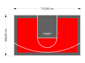 31M2/440X713CM CZERWONO-GRAFITOWE BOISKO DO KOSZYKÓWKI SPEEDSPORT HEXA POWER PRO