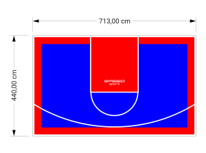 31M2/440X713CM NIEBIESKO-CZERWONE BOISKO DO KOSZYKÓWKI SPEEDSPORT HEXA POWER PRO