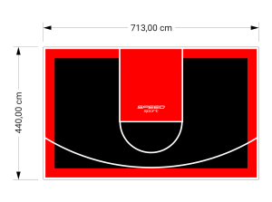 31M2/440X713CM CZARNO-CZERWONE BOISKO DO KOSZYKÓWKI SPEEDSPORT HEXA POWER PRO