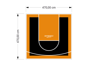 22M2/470X470CM CZARNO-POMARAŃCZOWE BOISKO DO KOSZYKÓWKI SPEEDSPORT HEXA POWER PRO
