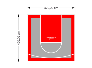 22M2/470X470CM SZARO-CZERWONE BOISKO DO KOSZYKÓWKI SPEEDSPORT HEXA POWER PRO