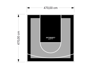 22M2/470X470CM SZARO-CZARNE BOISKO DO KOSZYKÓWKI SPEEDSPORT HEXA POWER PRO
