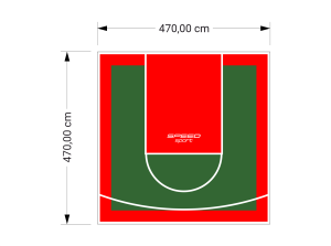 22M2/470X470CM ZIELONO-CZERWONE BOISKO DO KOSZYKÓWKI SPEEDSPORT HEXA POWER PRO