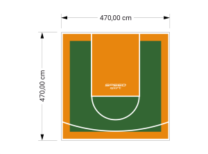 22M2/470X470CM ZIELONO-POMARAŃCZOWE BOISKO DO KOSZYKÓWKI SPEEDSPORT HEXA POWER PRO