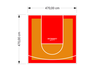 22M2/470X470CM POMARAŃCZOWO-CZERWONE BOISKO DO KOSZYKÓWKI SPEEDSPORT HEXA POWER PRO