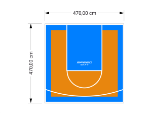 22M2/470X470CM POMARAŃCZOWO-BŁĘKITNE BOISKO DO KOSZYKÓWKI SPEEDSPORT HEXA POWER PRO