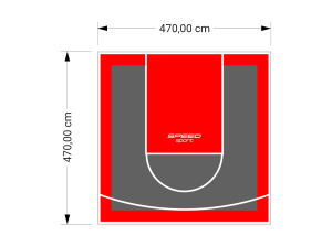 22M2/470X470CM GRAFITOWO-CZERWONE BOISKO DO KOSZYKÓWKI SPEEDSPORT HEXA POWER PRO