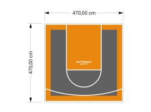 22M2/470X470CM GRAFITOWO-POMARAŃCZOWE BOISKO DO KOSZYKÓWKI SPEEDSPORT HEXA POWER PRO