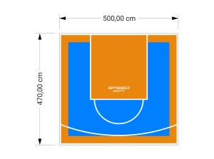 24M2/470X500CM BŁĘKITNO-POMARAŃCZOWE BOISKO DO KOSZYKÓWKI SPEEDSPORT HEXA POWER PRO