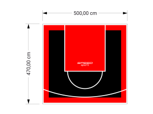 24M2/470X500CM CZARNO-CZERWONE BOISKO DO KOSZYKÓWKI SPEEDSPORT HEXA POWER PRO