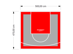 24M2/470X500CM SZARO-CZERWONE BOISKO DO KOSZYKÓWKI SPEEDSPORT HEXA POWER PRO