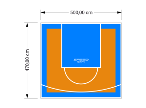 24M2/470X500CM POMARAŃCZOWO-BŁĘKITNE BOISKO DO KOSZYKÓWKI SPEEDSPORT HEXA POWER PRO