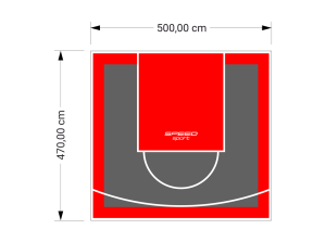 24M2/470X500CM GRAFITOWO-CZERWONE BOISKO DO KOSZYKÓWKI SPEEDSPORT HEXA POWER PRO