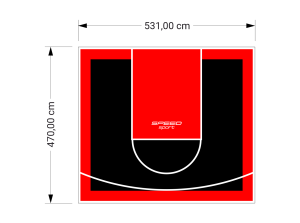 25M2/470X531CM CZARNO-CZERWONE BOISKO DO KOSZYKÓWKI SPEEDSPORT HEXA POWER PRO