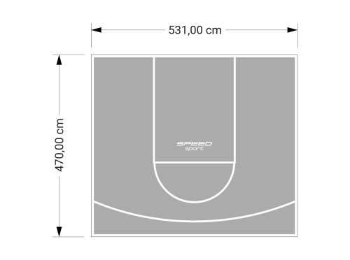 25M2/470X531CM SZARE BOISKO DO KOSZYKÓWKI SPEEDSPORT HEXA POWER PRO