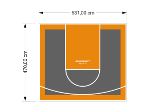 25M2/470X531CM GRAFITOWO-POMARAŃCZOWE BOISKO DO KOSZYKÓWKI SPEEDSPORT HEXA POWER PRO