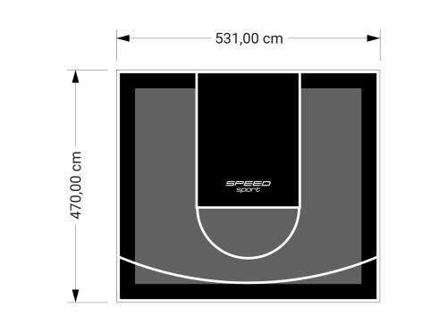 25M2/470X531CM GRAFITOWO-CZARNE BOISKO DO KOSZYKÓWKI SPEEDSPORT HEXA POWER PRO