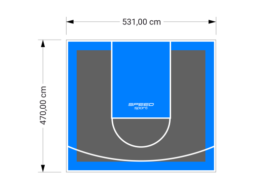 25M2/470X531CM GRAFITOWO-BŁĘKITNE BOISKO DO KOSZYKÓWKI SPEEDSPORT HEXA POWER PRO
