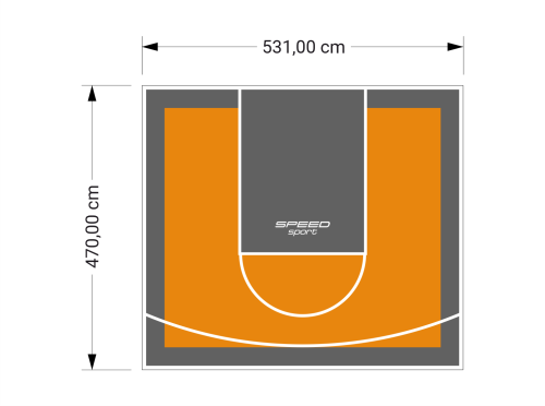 25M2/470X531CM POMARAŃCZOWO-GRAFITOWE BOISKO DO KOSZYKÓWKI SPEEDSPORT HEXA POWER PRO