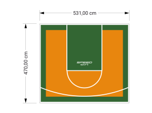 25M2/470X531CM POMARAŃCZOWO-ZIELONE BOISKO DO KOSZYKÓWKI SPEEDSPORT HEXA POWER PRO