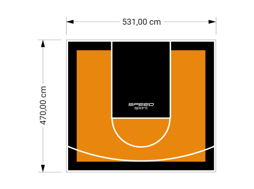25M2/470X531CM POMARAŃCZOWO-CZARNE BOISKO DO KOSZYKÓWKI SPEEDSPORT HEXA POWER PRO