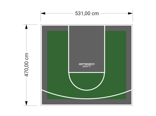 25M2/470X531CM ZIELONO-GRAFITOWE BOISKO DO KOSZYKÓWKI SPEEDSPORT HEXA POWER PRO