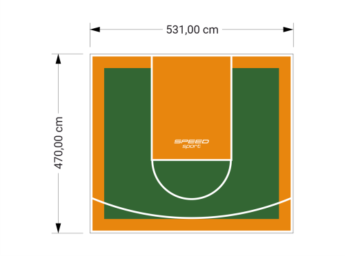 25M2/470X531CM ZIELONO-POMARAŃCZOWE BOISKO DO KOSZYKÓWKI SPEEDSPORT HEXA POWER PRO