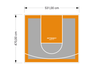 25M2/470X531CM SZARO-POMARAŃCZOWE BOISKO DO KOSZYKÓWKI SPEEDSPORT HEXA POWER PRO