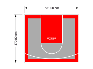 25M2/470X531CM SZARO-CZERWONE BOISKO DO KOSZYKÓWKI SPEEDSPORT HEXA POWER PRO