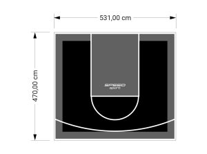 25M2/470X531CM CZARNO-GRAFITOWE BOISKO DO KOSZYKÓWKI SPEEDSPORT HEXA POWER PRO