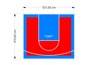 25M2/470X531CM CZERWONO-BŁĘKITNE BOISKO DO KOSZYKÓWKI SPEEDSPORT HEXA POWER PRO