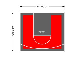 25M2/470X531CM CZERWONO-GRAFITOWE BOISKO DO KOSZYKÓWKI SPEEDSPORT HEXA POWER PRO