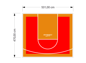 25M2/470X531CM CZERWONO-POMARAŃCZOWE BOISKO DO KOSZYKÓWKI SPEEDSPORT HEXA POWER PRO