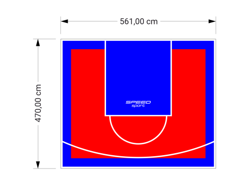 26M2/470X561CM CZERWONO-NIEBIESKIE BOISKO DO KOSZYKÓWKI SPEEDSPORT HEXA POWER PRO