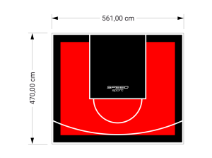 26M2/470X561CM CZERWONO-CZARNE BOISKO DO KOSZYKÓWKI SPEEDSPORT HEXA POWER PRO