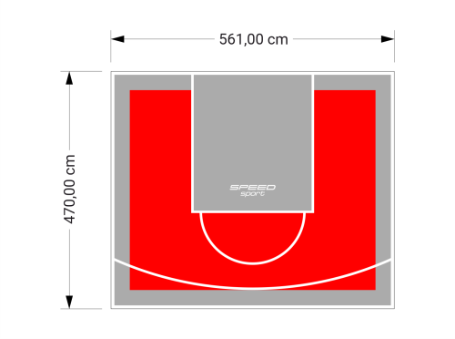 26M2/470X561CM CZERWONO-SZARE BOISKO DO KOSZYKÓWKI SPEEDSPORT HEXA POWER PRO