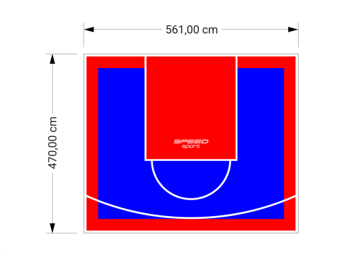 26M2/470X561CM NIEBIESKO-CZERWONE BOISKO DO KOSZYKÓWKI SPEEDSPORT HEXA POWER PRO