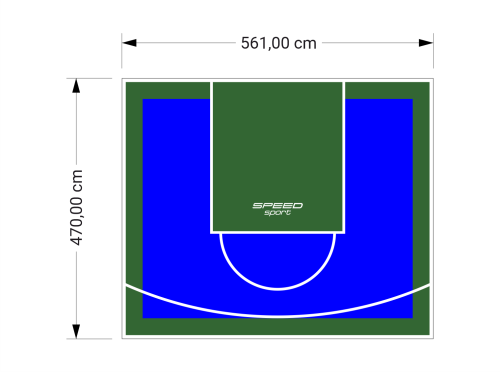 26M2/470X561CM NIEBIESKO-ZIELONE BOISKO DO KOSZYKÓWKI SPEEDSPORT HEXA POWER PRO