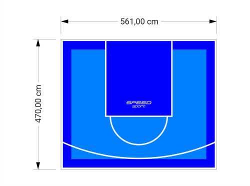 26M2/470X561CM BŁĘKITNO-NIEBIESKIE BOISKO DO KOSZYKÓWKI SPEEDSPORT HEXA POWER PRO