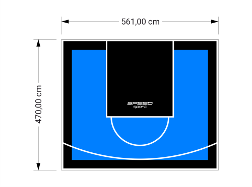 26M2/470X561CM BŁĘKITNO-CZARNE BOISKO DO KOSZYKÓWKI SPEEDSPORT HEXA POWER PRO