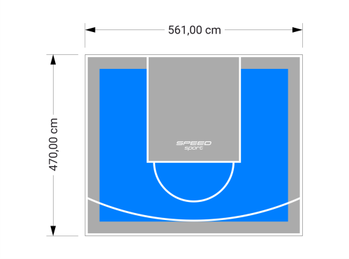 26M2/470X561CM BŁĘKITNO-SZARE BOISKO DO KOSZYKÓWKI SPEEDSPORT HEXA POWER PRO