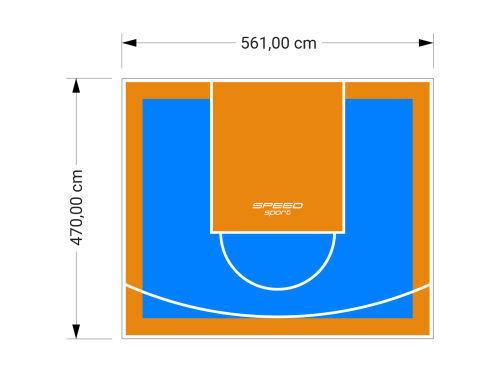 26M2/470X561CM BŁĘKITNO-POMARAŃCZOWE BOISKO DO KOSZYKÓWKI SPEEDSPORT HEXA POWER PRO