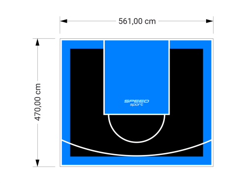 26M2/470X561CM CZARNO-BŁĘKITNE BOISKO DO KOSZYKÓWKI SPEEDSPORT HEXA POWER PRO