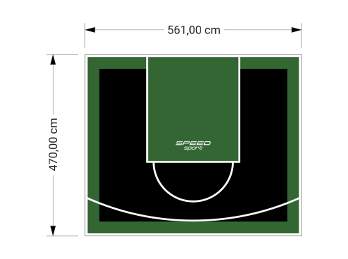26M2/470X561CM CZARNO-ZIELONE BOISKO DO KOSZYKÓWKI SPEEDSPORT HEXA POWER PRO