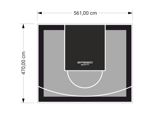 26M2/470X561CM SZARO-CZARNE BOISKO DO KOSZYKÓWKI SPEEDSPORT HEXA POWER PRO